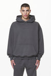 Pegador Colne Logo Oversized Hoodie Washed Volcano Grey