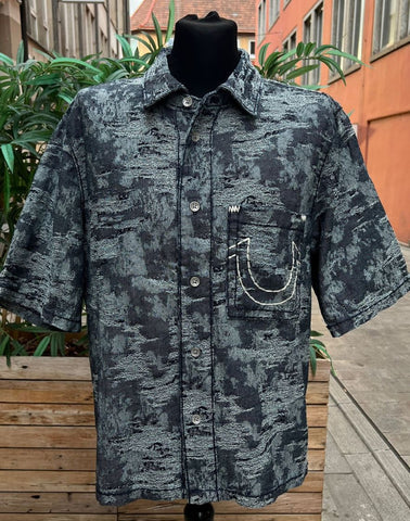 True Religion Super Oversize Jacquard Jeanshemd