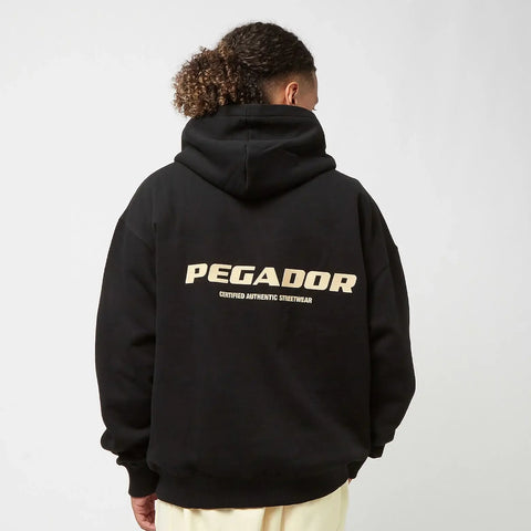 Pegador Colne Logo Oversized Sweat Jacket Vintage Washed Onyx Black