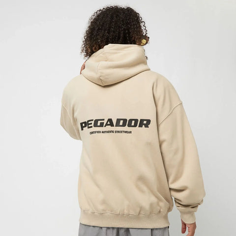 Pegador Colne Logo Oversized Sweat Jacket Vintage Washed Kingdom Beige