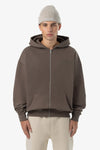 Pegador Colne Logo Oversized Sweat Jacket Washed Dust Brown