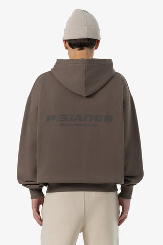 Pegador Colne Logo Oversized Sweat Jacket Washed Dust Brown