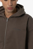 Pegador Colne Logo Oversized Sweat Jacket Washed Dust Brown