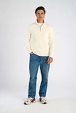 Lindbergh Rib Half-Zip Strickpullover Relaxed Fit Pearl White