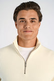 Lindbergh Rib Half-Zip Strickpullover Relaxed Fit Pearl White