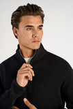 Lindbergh Rib Half-Zip Strickpullover Relaxed Fit Black