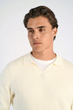 Lindbergh Rib Longsleeve Polo Pearl White
