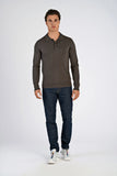 Lindbergh Polo Langarm Dark Brown Mel