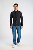Lindbergh Leinenhemd Stehkragen Black