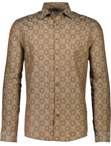 Lindbergh Hemd Jacquard Light Brown