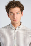 Lindbergh Oxford Hemd Dark Stone gestreift