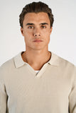 Lindbergh Rib Longsleeve Polo Light Stone Grey