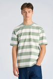 Lindbergh Oversize Tee mit Streifen Sage Green