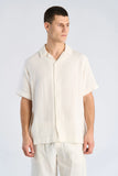 Lindbergh Musselin Hemd Kurzarm Off White