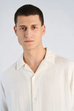 Lindbergh Musselin Hemd Kurzarm Off White