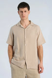 Lindbergh Musselin Hemd Kurzarm Stone