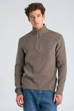 Lindbergh Rib Half-Zip Strickpullover Relaxed Fit Grey Stone