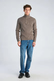 Lindbergh Rib Half-Zip Strickpullover Relaxed Fit Grey Stone