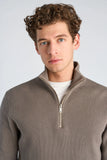 Lindbergh Rib Half-Zip Strickpullover Relaxed Fit Grey Stone