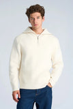 Lindbergh Soft Rib Half-Zip Strickpullover Oversized Fit Chalk White