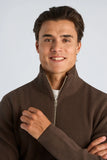 Lindbergh Rib Half-Zip Strickpullover Relaxed Fit Dark Brown