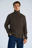 Lindbergh Rib Rollkragen Strickpullover Dark Brown Mel