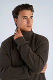 Lindbergh Rib Rollkragen Strickpullover Dark Brown Mel