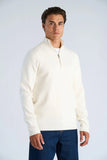 Lindbergh Basic Half-Zip Strickpullover Relaxed Fit Chalk White