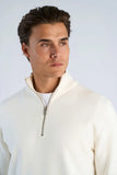 Lindbergh Basic Half-Zip Strickpullover Relaxed Fit Chalk White