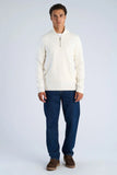 Lindbergh Basic Half-Zip Strickpullover Relaxed Fit Chalk White