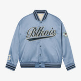 BLKVIS Washed Satin Varsity Jacket Stonewash