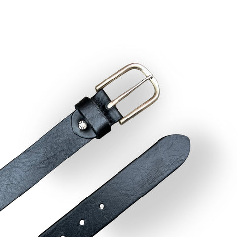 Ledergürtel Runde Schnalle Black