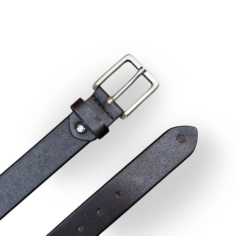 Ledergürtel Eckige Schnalle Dark Brown