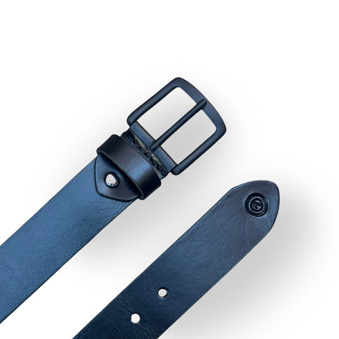 Ledergürtel Eckige Schwarze Schnalle Black