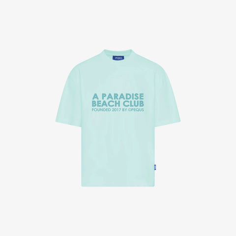 Pequs A Paradise Beach Club Front Logo T-Shirt Aqua