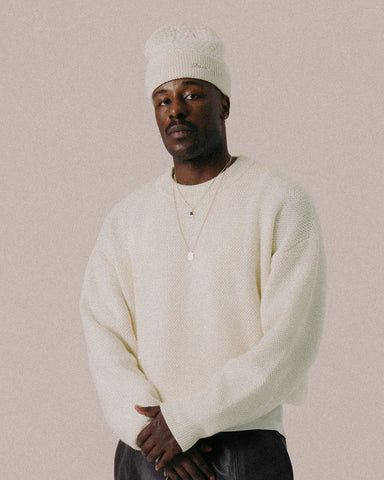 BLKVIS Script Heavy Knit Sweater antique white