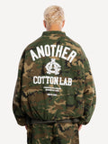 Another Cotton Lab Camo Pattern Bomber Jacket black Green
