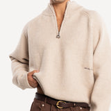 Another Cotton Lab Half-Zip Cardigan Sand