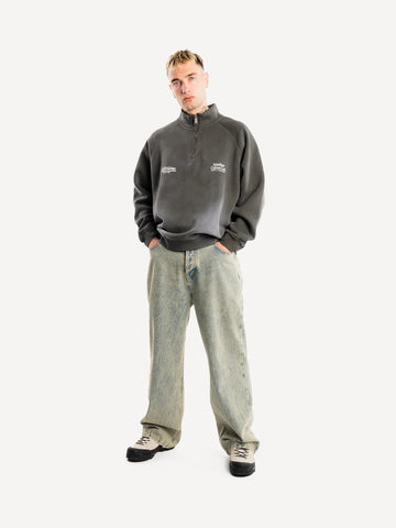 Another Cotton Lab Always Moving Halfzip Sweater Washed Grey