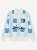 Another Cotton Lab Another Checked Knit Sweater Sky blue