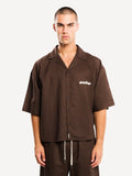 Another Cotton Lab Linen Short Sleeve Shirt Dark Brown