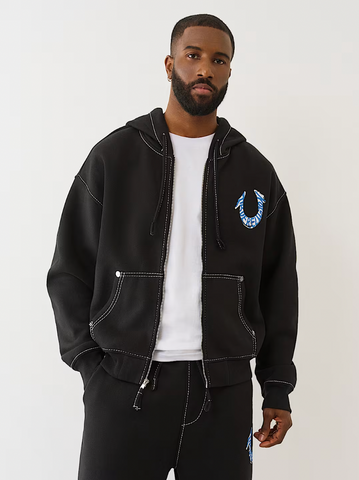 True Religion Paint Cinched Big T Zip-Hoodie