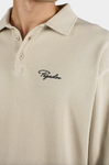 Pegador Signar Rib Polo Longsleeve Washed Stone Black