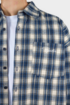 Pegador Signar Oversized Flannel Shirt Washed Checked Indigo Navy Stone