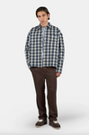 Pegador Signar Oversized Flannel Shirt Washed Checked Indigo Navy Stone