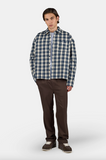 Pegador Signar Oversized Flannel Shirt Washed Checked Indigo Navy Stone