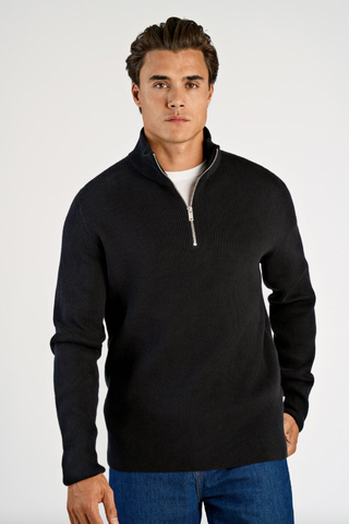 Lindbergh Halfzip Rib Knit black