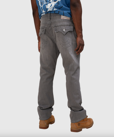 True Religion Ricky Flap Straight Jeans Chalk Grey Wash