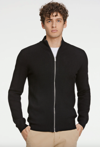 Lindbergh Zip Sweater Relaxed Fit Black