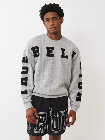 True Religion Fleece Appliqué Sweater heather grey
